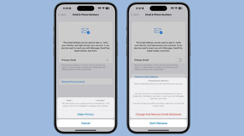沙依巴克苹果手机维修分享苹果 iOS 18.1 支持设置“主要”邮箱地址并更改 iCloud 邮箱 